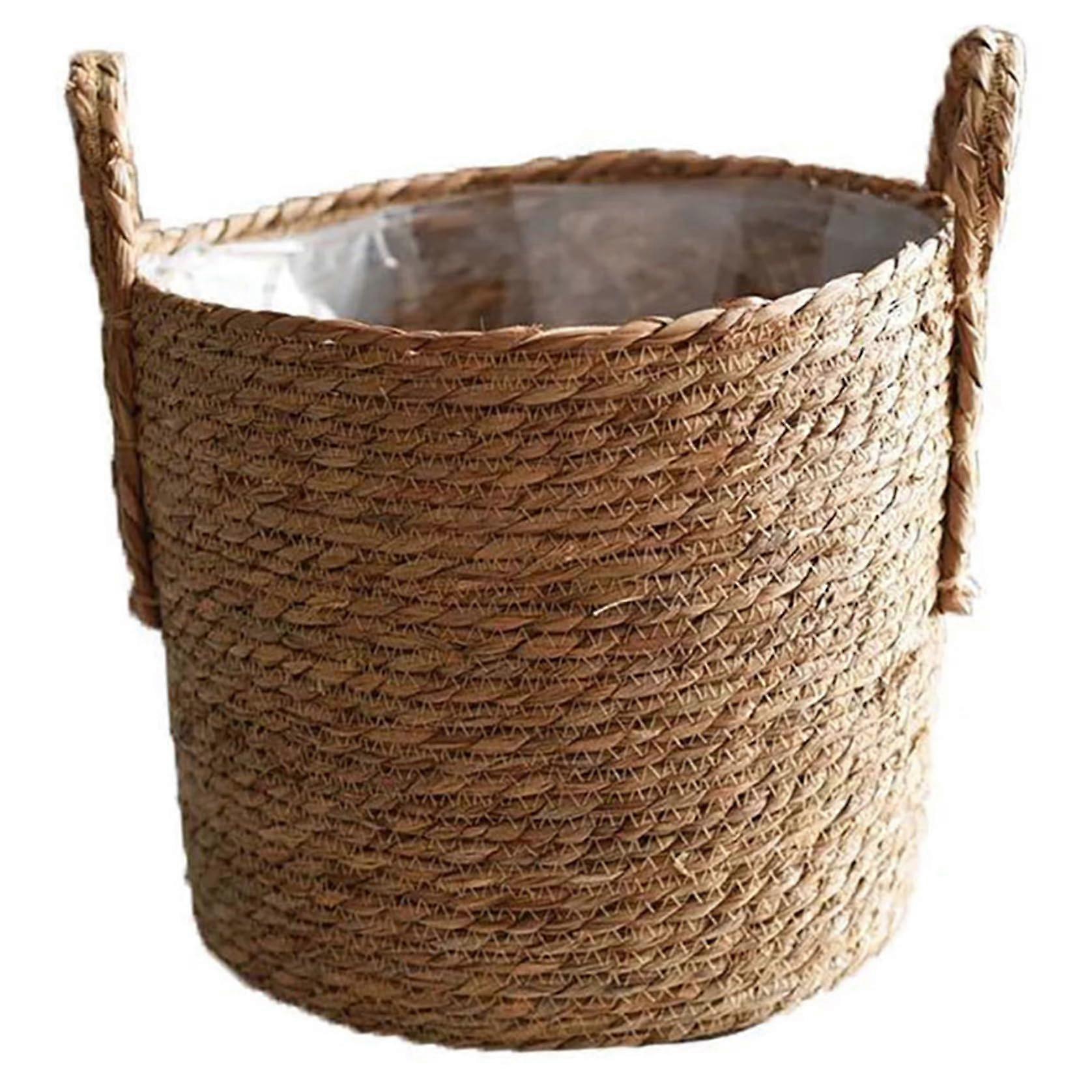 Wicker Planter Basket with Plastic Liner for Garden Decor and MultiPurpose Storage Use