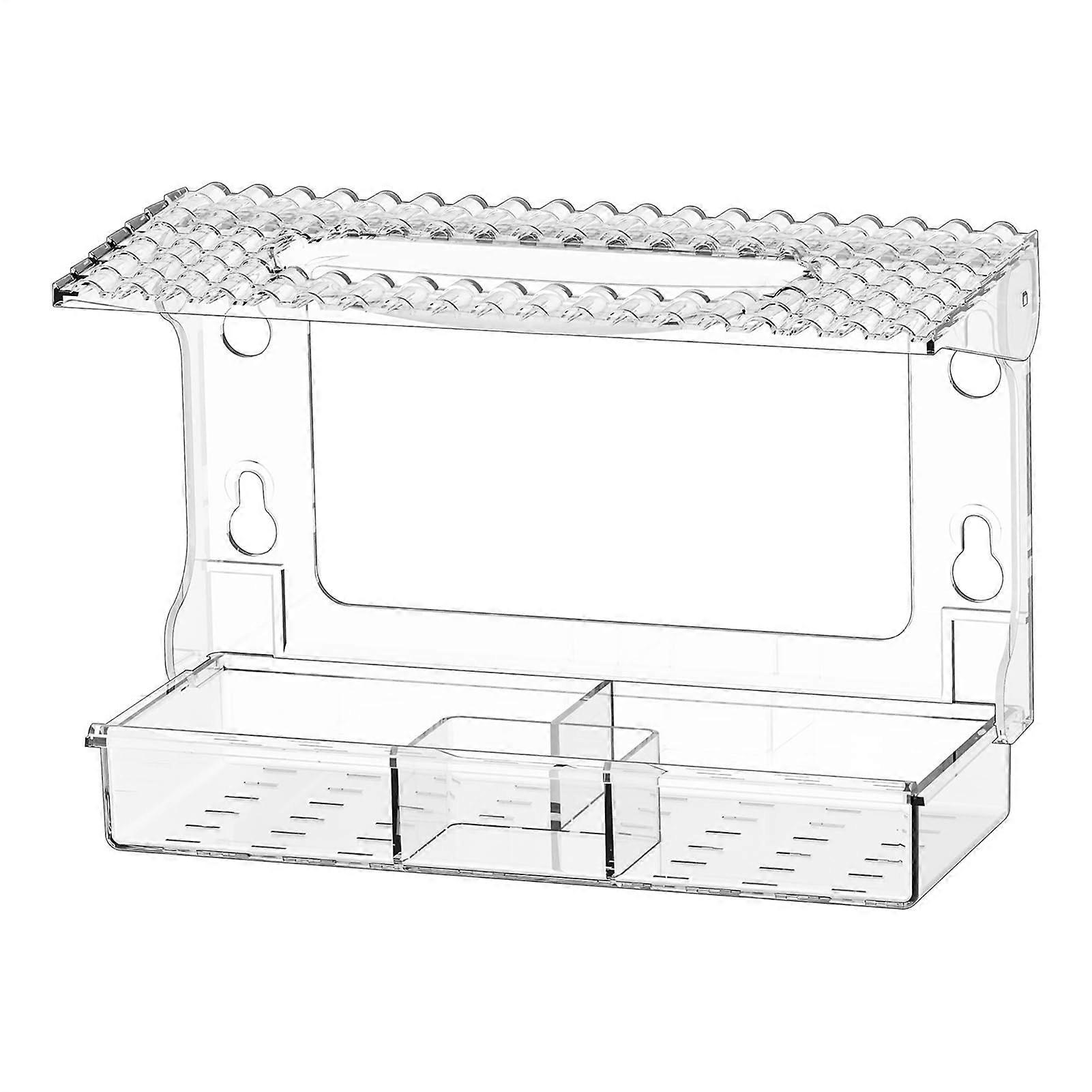 Window Bird Feeder with Strong Suction Cups, Clear View, Weatherproof, Drainage Hole Design