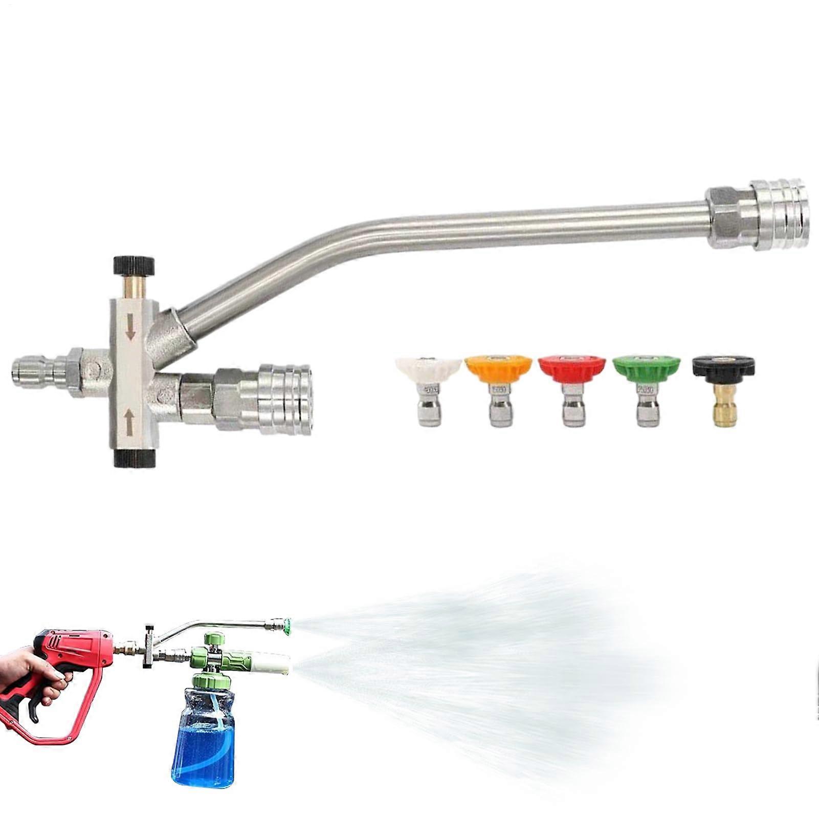Pressure Washer Attachment 1/4 Inch Double Connector for Foam Cannon with Adjustable Multi Nozzle