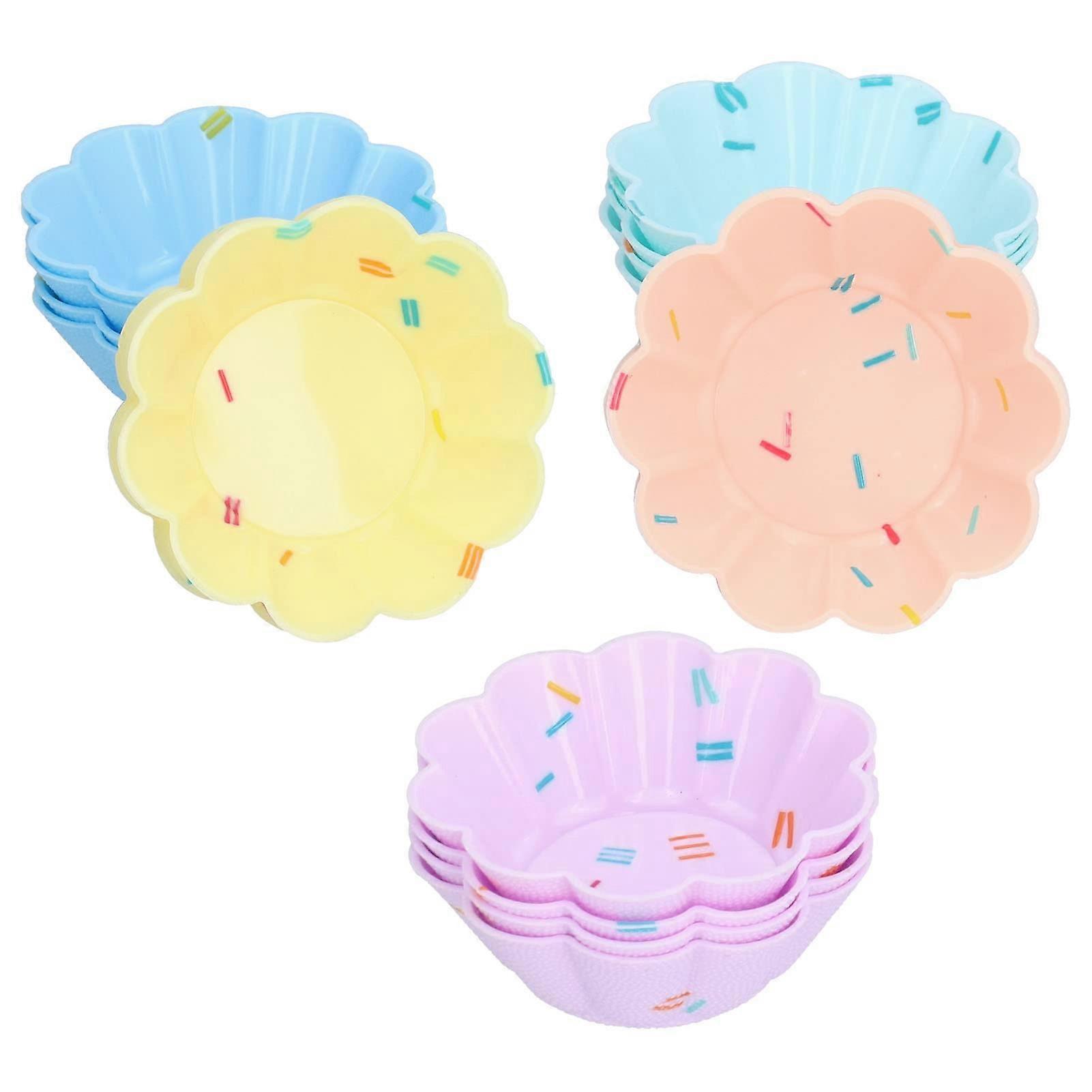 Silicone Cupcake Liners Set 20 Pack Reusable Nonstick Baking Cups Mini Flower Mold Holders
