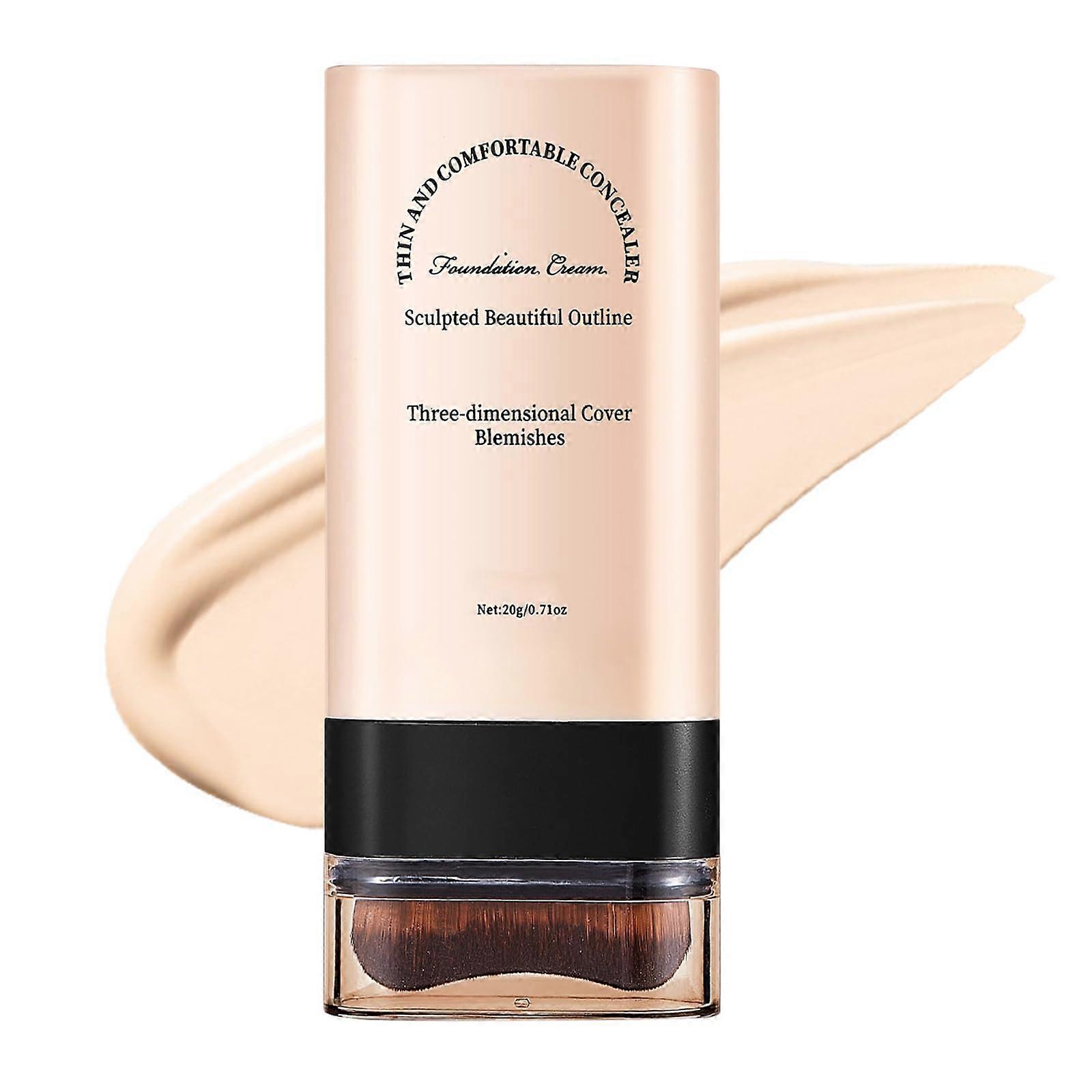 2 in 1 Foundation Stick with MShaped Brush, Long Lasting Buildable Coverage, Shade 02