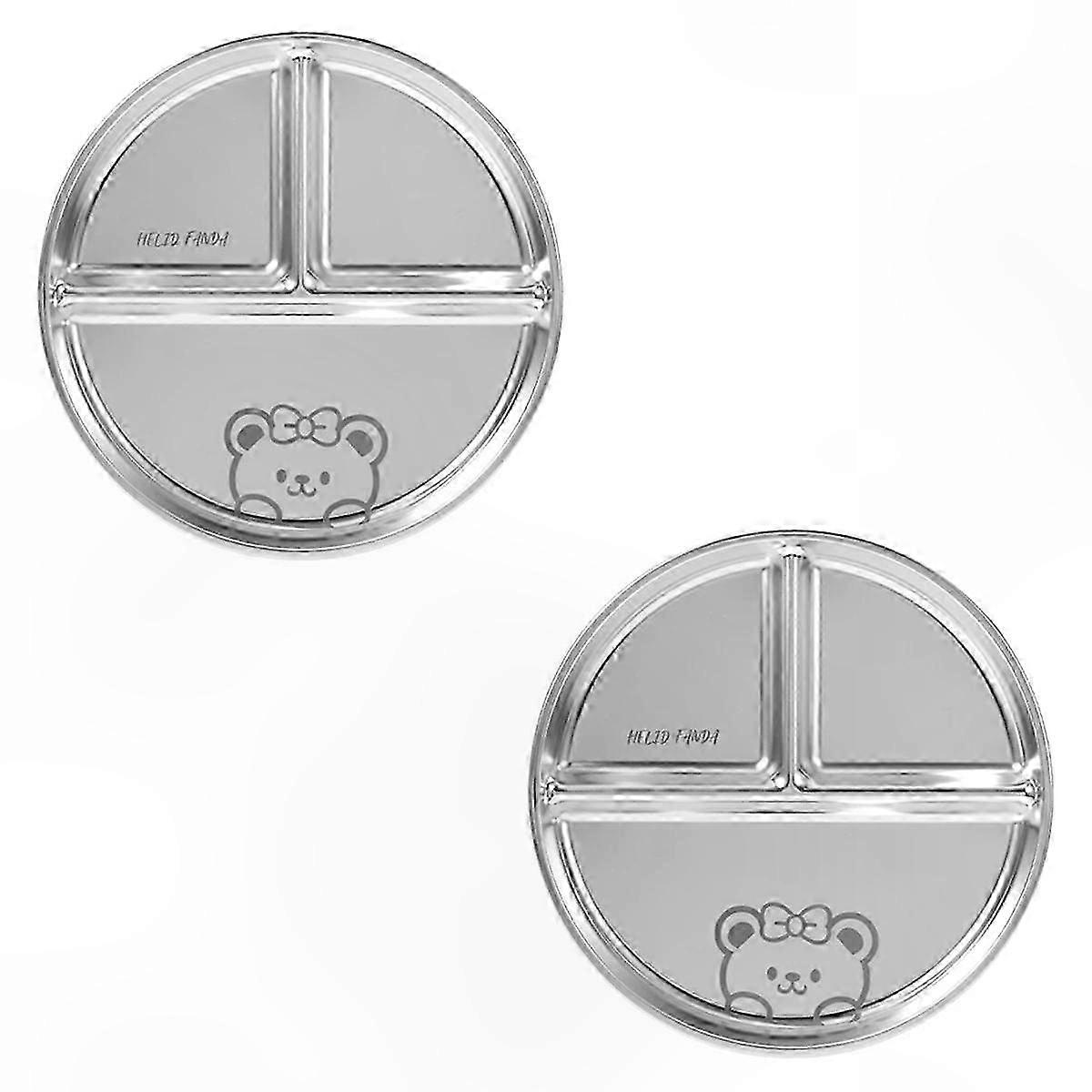 2-Piece Stainless Steel Divided Plates for Pasta, Salad, Barbecue, and Breakfast Stackable Tableware