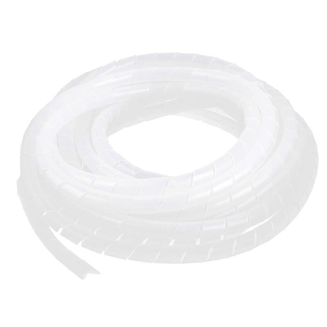 White Spiral Cable Wrap 17.4ft 10mm Plastic Cable Management Sleeve for Flexible Cable Organizer