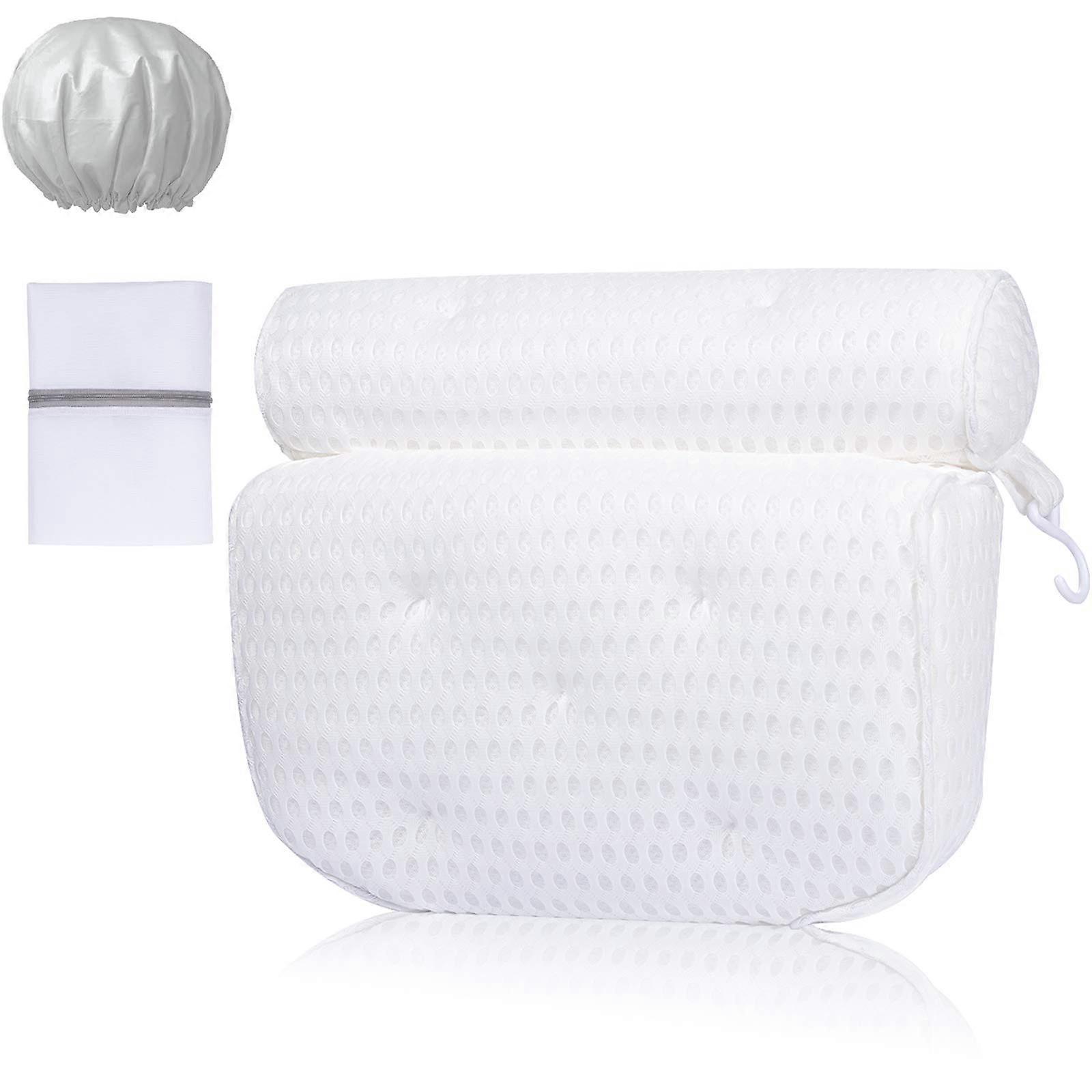Luxury Bath Pillow with Ergonomic Neck Support, 5D Breathable Mesh, Extra Strong Suction Cups