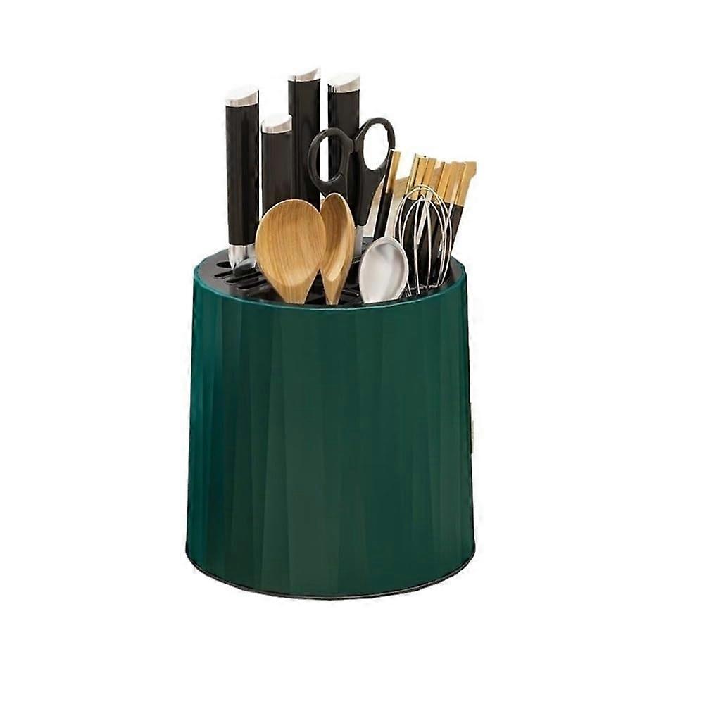 Utensil Holder with 360° Rotation and Multiple Compartments, Compact Kitchen Organizer Green