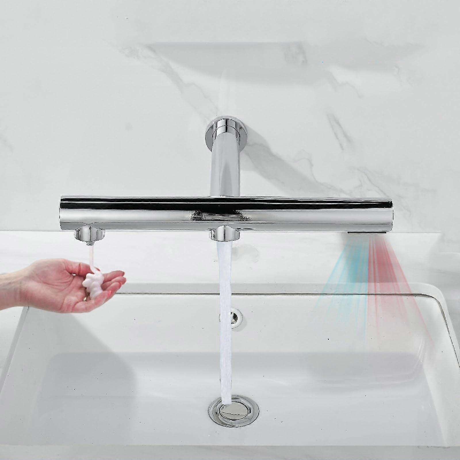Touchless Faucet with Soap Dispenser and Hand Dryer, Wall Mounted Automatic Sensor Sink Combo