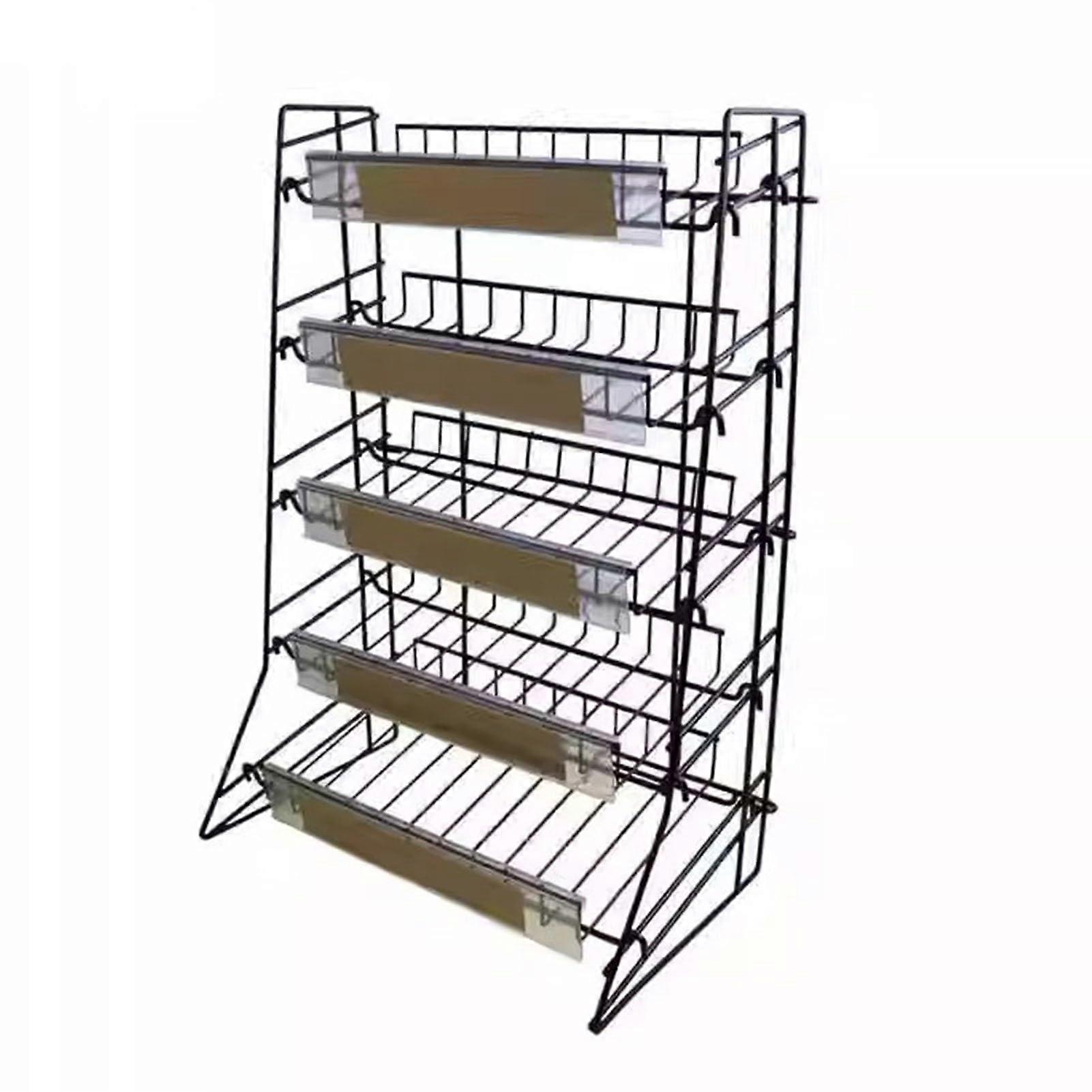 Snack Display Rack, 5Tier Metal Organizer Shelf for Candy and Chips, SpaceSaving Countertop Storage