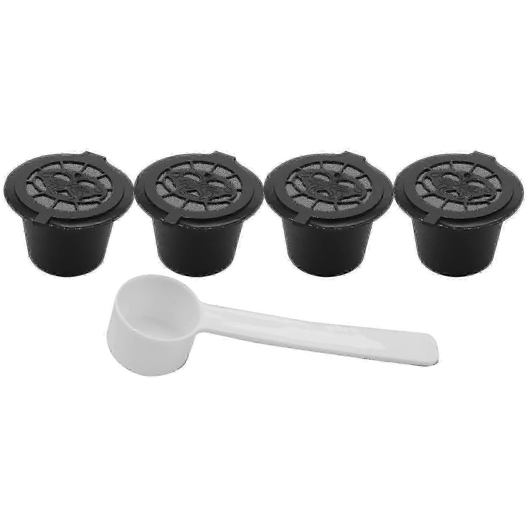 4x Refillable Reusable Coffee Capsules Pods For Machines Spoon