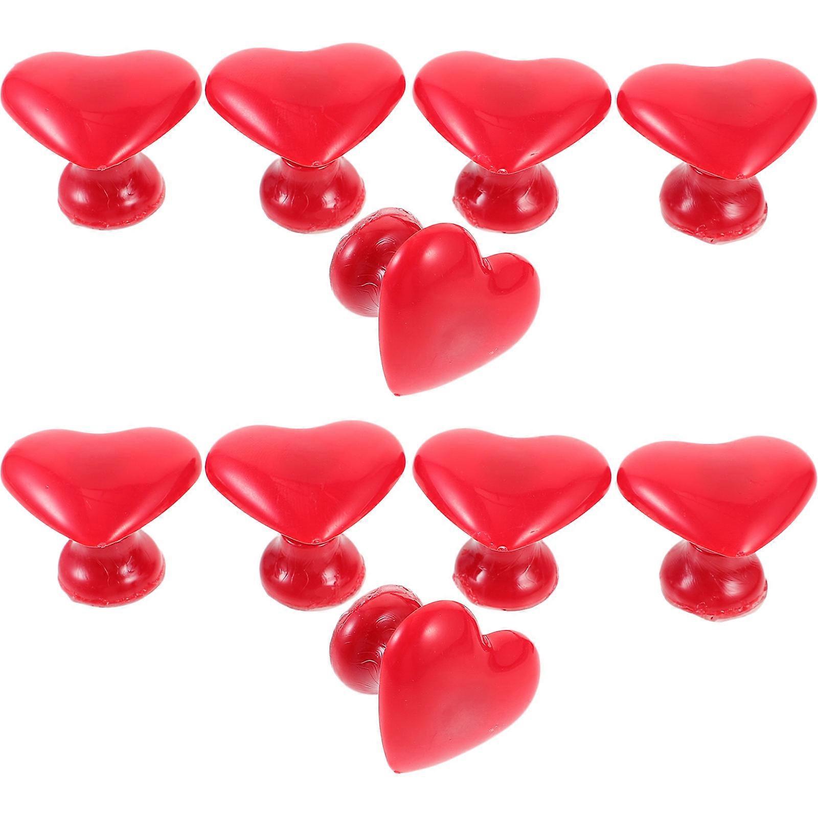 Red Heart Shaped Toilet Push Button Assistant Tool 10Pcs for Bathroom