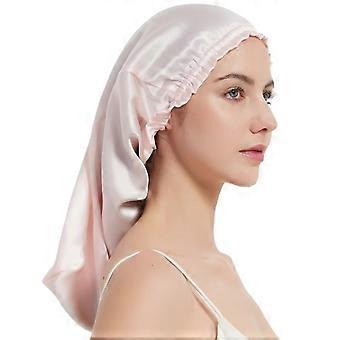 Seiden-Schlafhaube für Damen mit langem Haar, hellrosa, bändigt Frizz und Haarbruch.