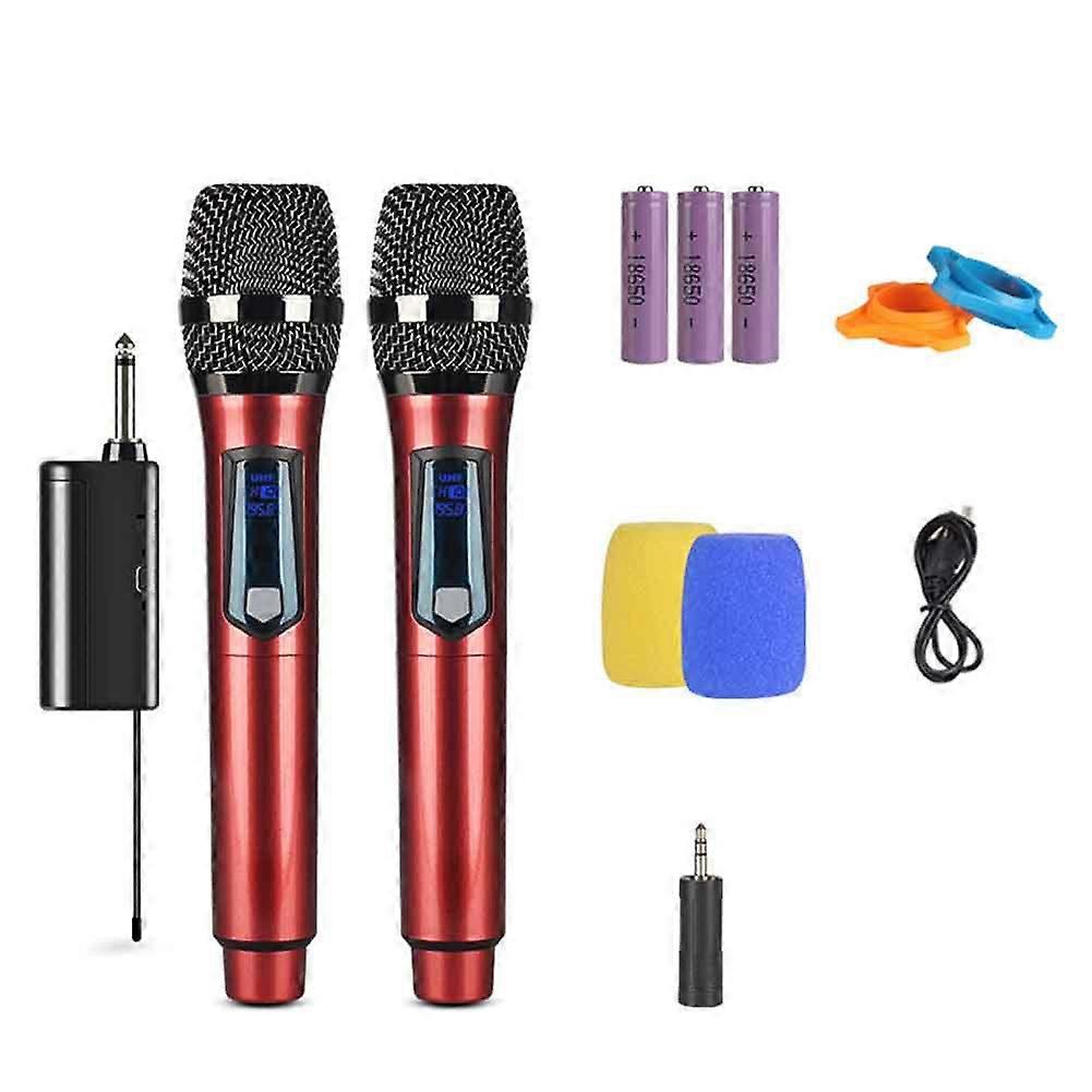 Wireless Microphone Metal Dynamic Microphone System Red
