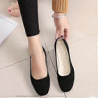Willtoo Ballerinas für Damen, bequeme Slipper, süße Ballerinas mit niedrigem Keilabsatz, schwarz, US-10 (EU-43)