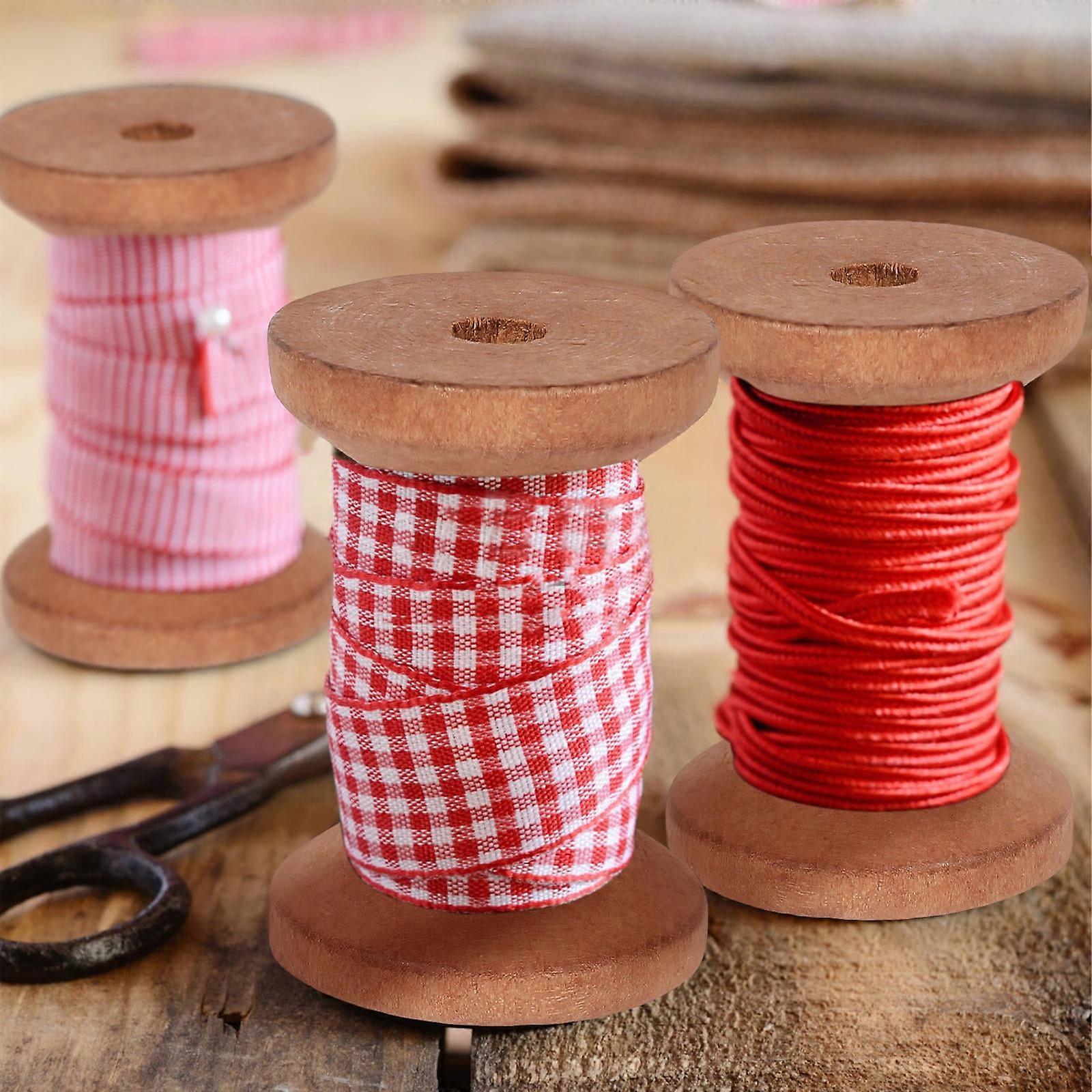 20Pcs Empty Thread Spools Wood Spools Light Brown for Crafting Enthusiasts