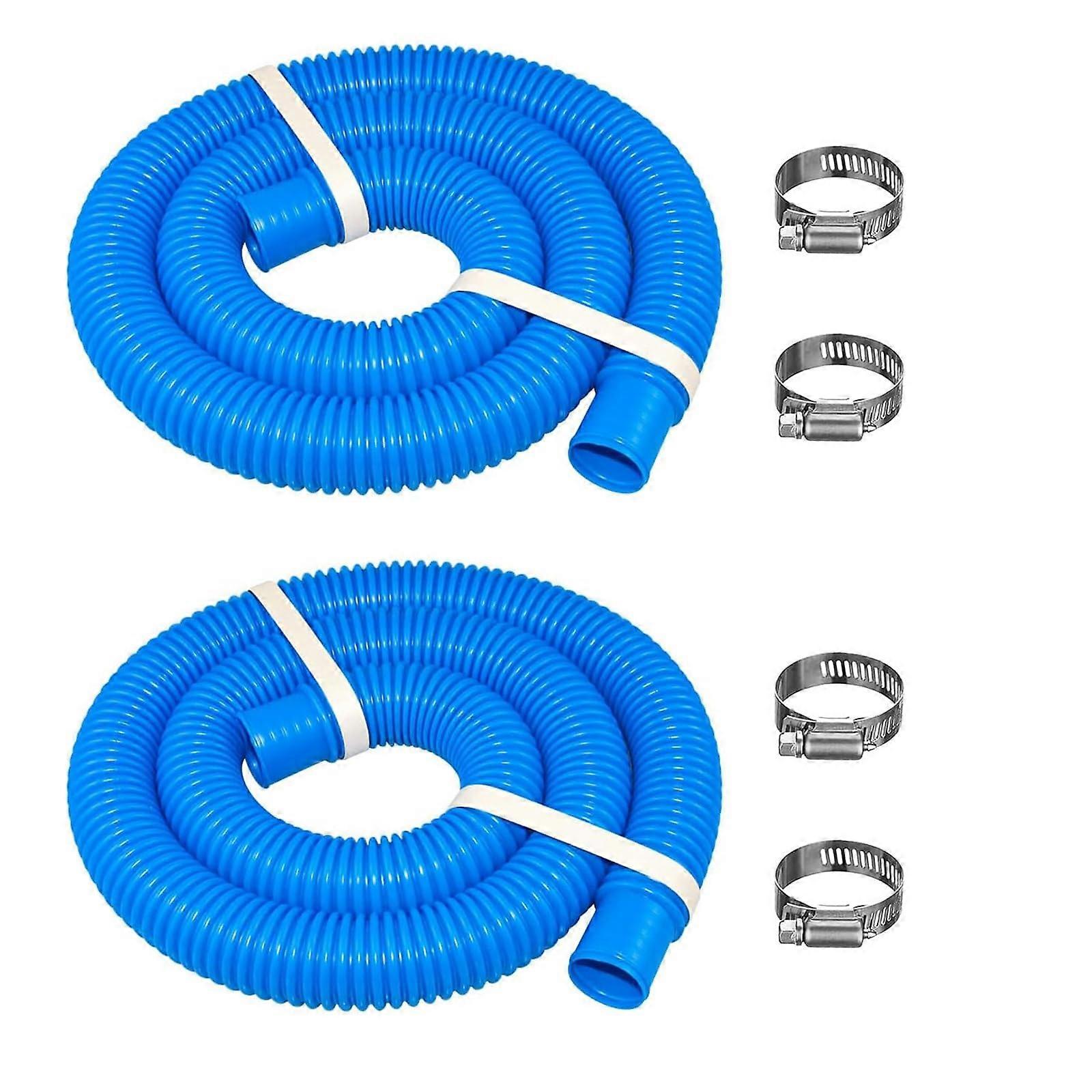 1.25' x 59' Above Ground Pool Replacement Hose Blue 2 Pack Compatible with Filter Pumps