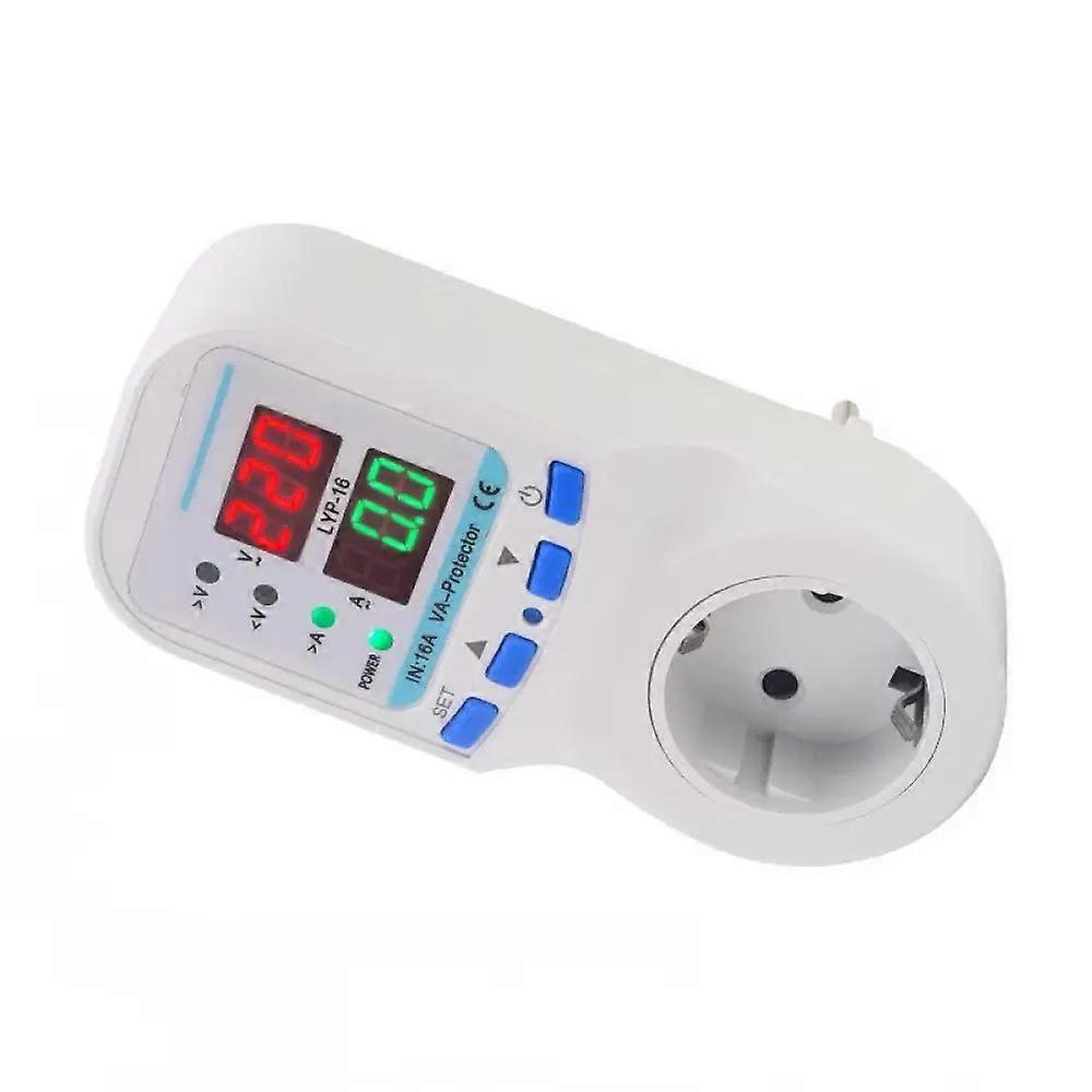 220V Dual Digital Display Overvoltage And Undervoltage Protector Overcurrent And Overload Protection Socket 16a Metering Socket