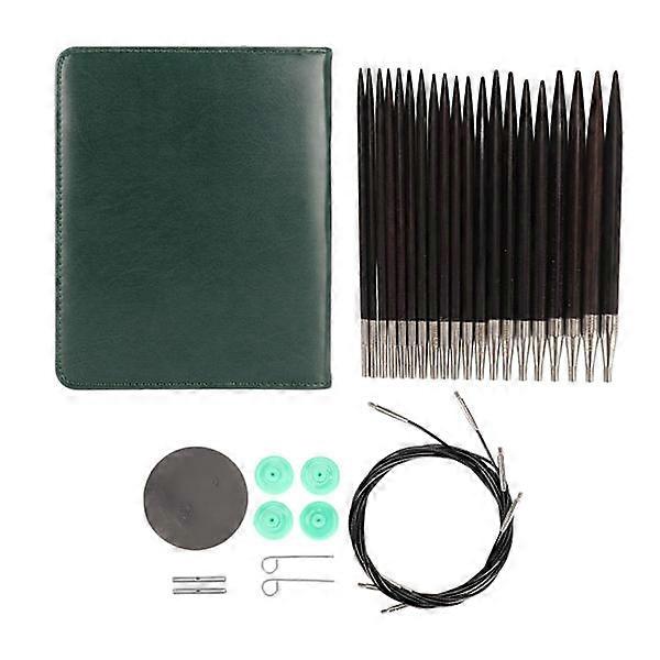 Interchangeable circular knitting needles set with 10 different sizes crochet hooks 1 storage bag