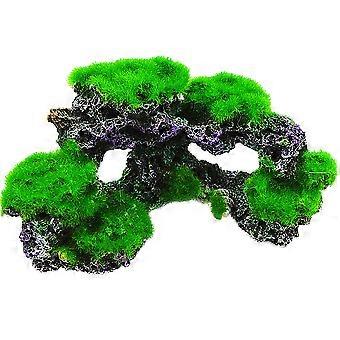 Moosskulptur für Aquarien, Unterwasser-Korallenriff-Ornament, 2-teilig