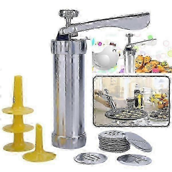 Biscuit Press Set cake Machine including 20 designer Silver--