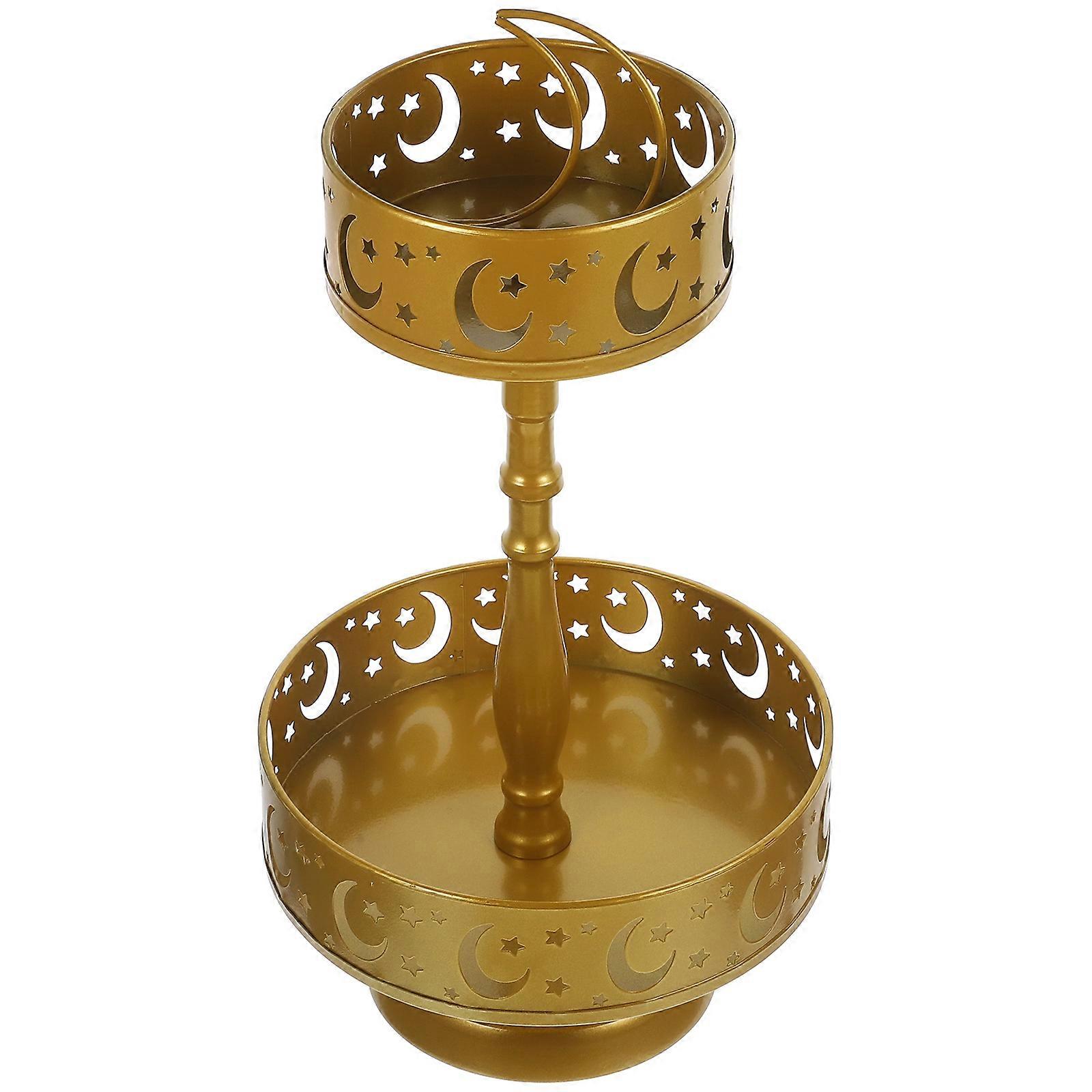 Golden Egg Cake Stand for Dessert Use Double-Layer Serving Tray