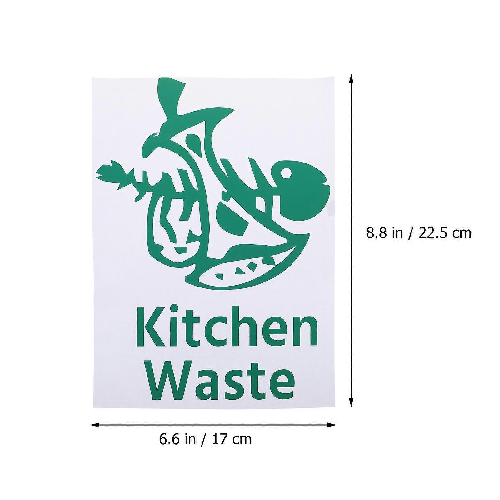 Green Garbage Can Sticker PVC for Waste Classification 5Pcs Set