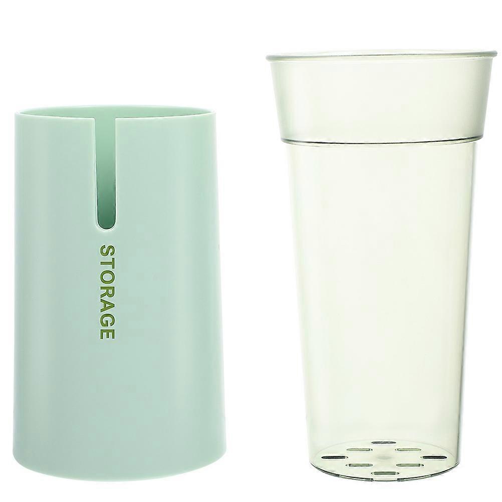 Multi Function Chopsticks Container Double Layer Kitchen Tableware Storage Box Cylindrical Shape 16x8cm 1Pcs