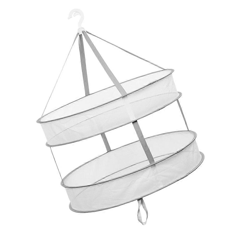 Grey Clothes Drying Hanger for Drying 2-Tiers Foldable Clothes Net