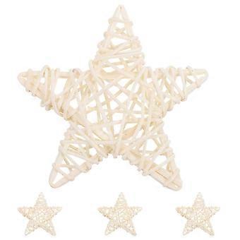 Pentagramm-Rattan-Kauspielzeug für Kaninchen zur Zahnreinigung, 4-teiliges beiges Set
