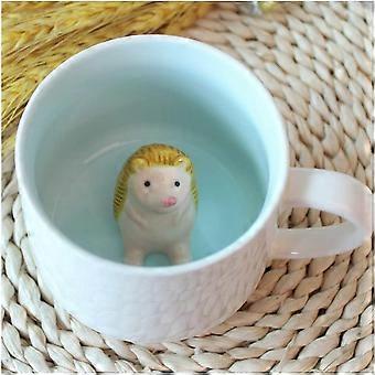 3D Tecknad Miniatyr Djur Kaffekopp Mugg Med Baby Igelkott Inuti - Djurälskare Temuggar för Kvinnor Flickor (Igelkott)