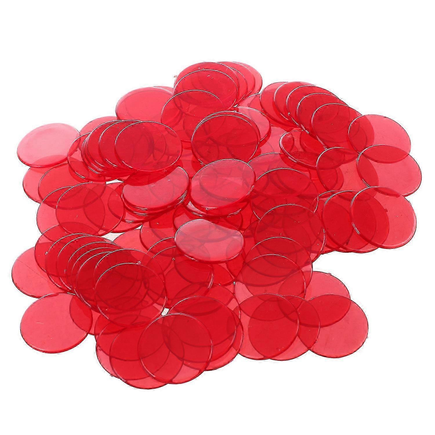 100Pcs Clear Red Plastic Bingo Chips 1.9cm