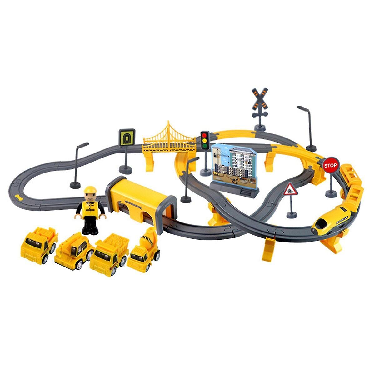 66/92 Pcs Multi-style Diy Assembly Track Train Increase Parent-child Interaction Toy Set With Sound Effect For Kids Gift