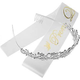 Festival-Accessoires für Frauen, Abschlussdekorationen, Ballkönigin-Schärpen-Set, Krone, Haarband