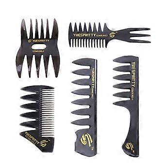 5Pcs Retro Hair Styling Comb Set for Men, Pompadour Oil Head Barber Comb Kit