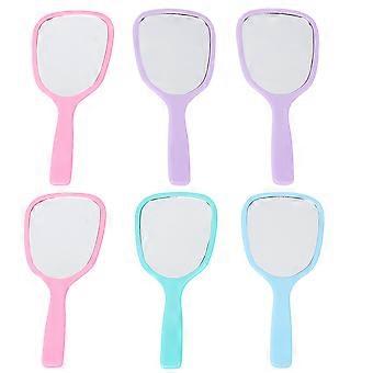 Conjunto de 6 espelhos de maquiagem portáteis pequenos e coloridos, na cor açúcar.