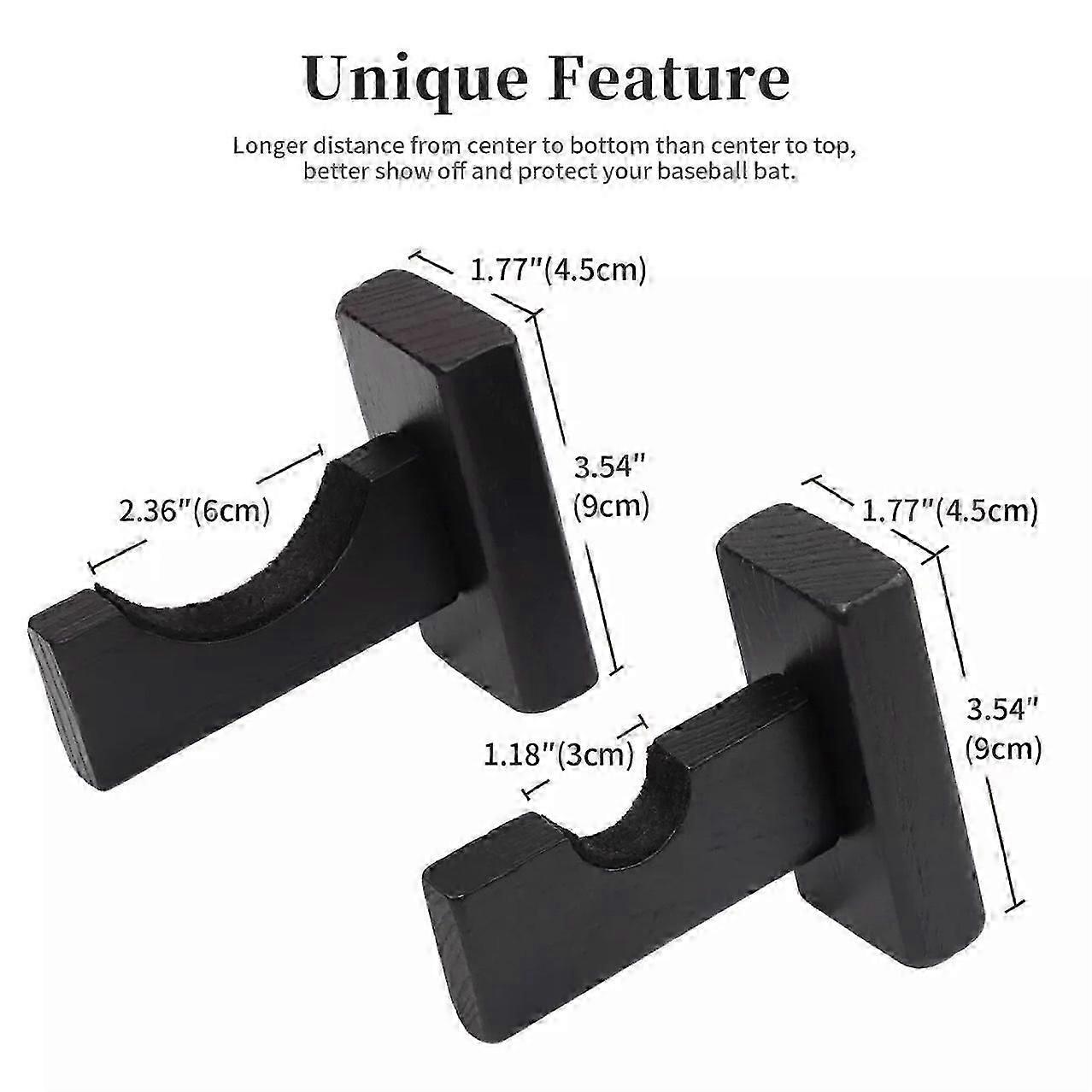 Baseball Bat Display Case, Wall Mount Solid Handmade Horizontal Rack For Baseball Softball Display