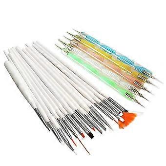 Professional 20 Pcs Nail Art Brush Set with MultiSize Dotting Tools for Precise Manicure Detailing