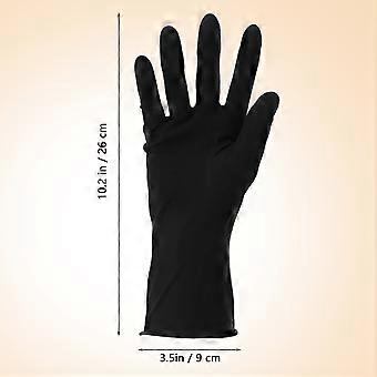 10Pcs Hair Salon Laboratory Gloves Reusable Latex Gloves Salon Hair Color Dye Gloves Medium Size (Black)