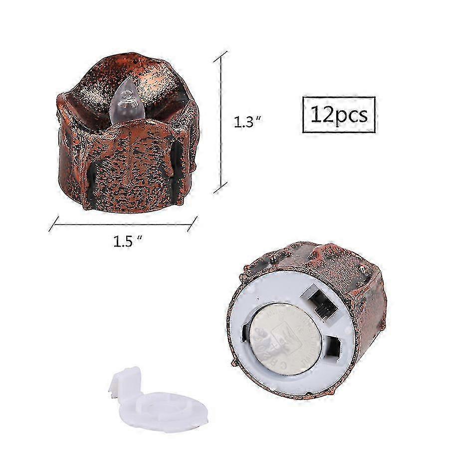 Electronic Candle Light Gold 12pcs-hs
