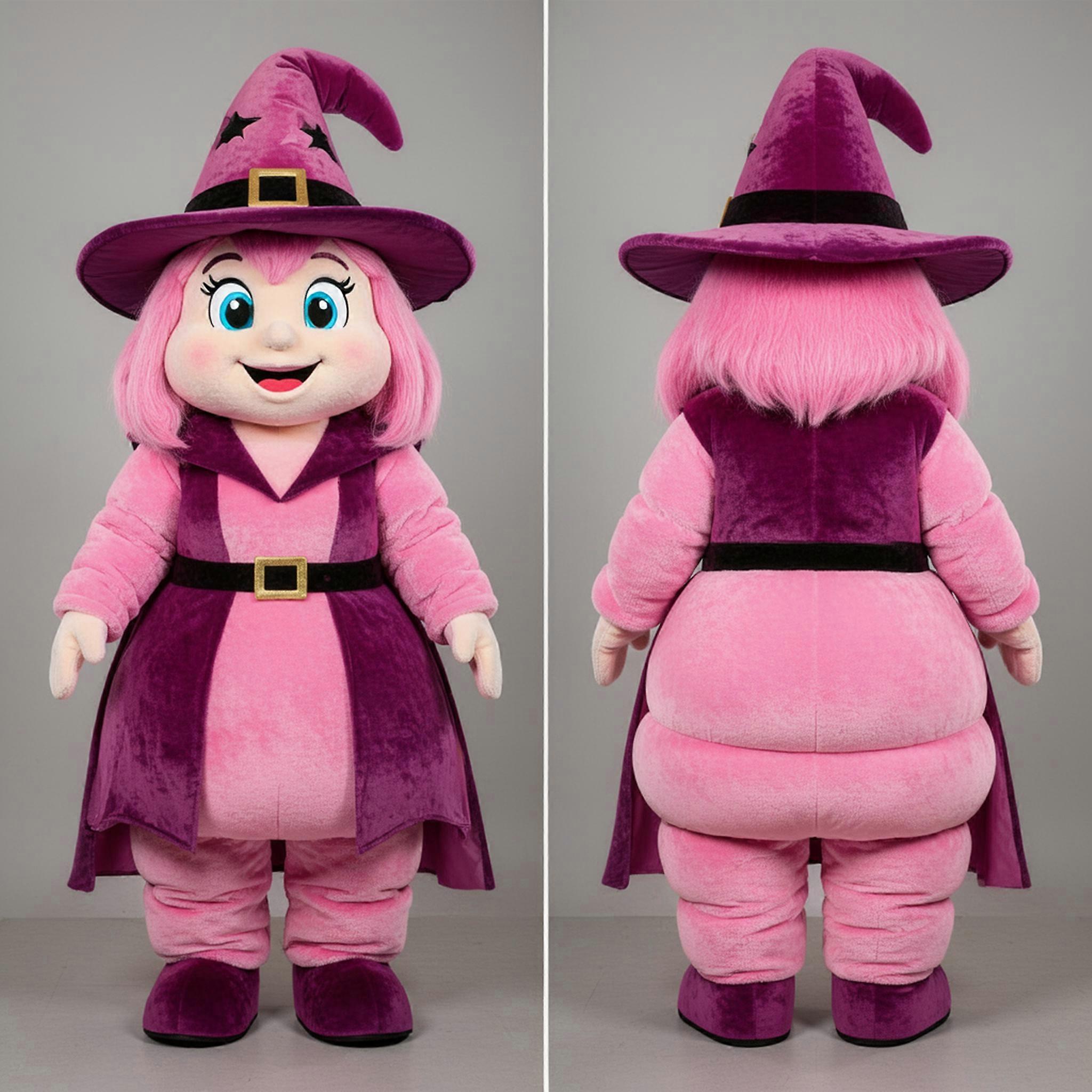 MASTICOT Velvety Pink Witchs Hat Witchs Hat Mascot