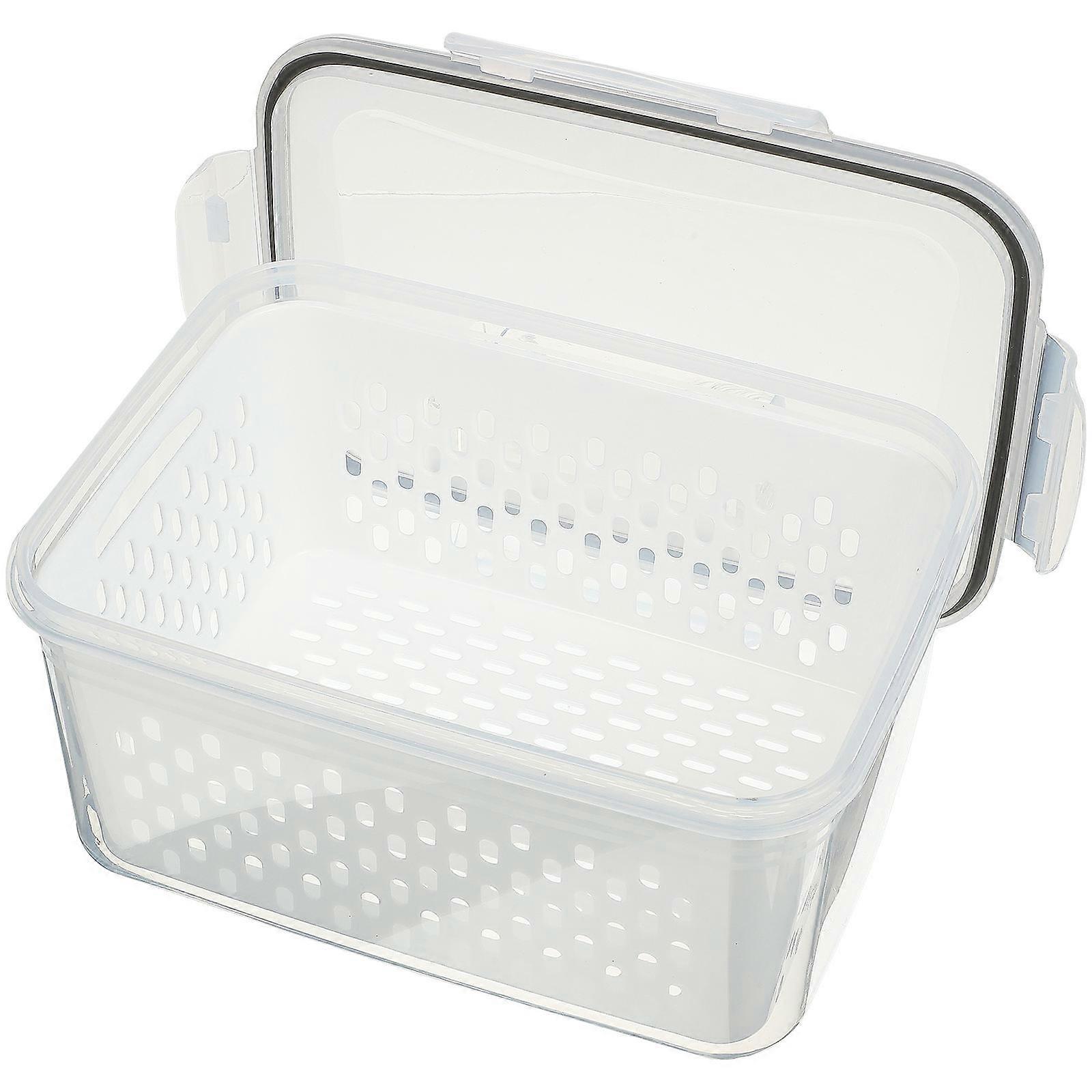 Drain Basket Set Transparent Bilayer Structure Bin with Lid for Storage Use 1Set