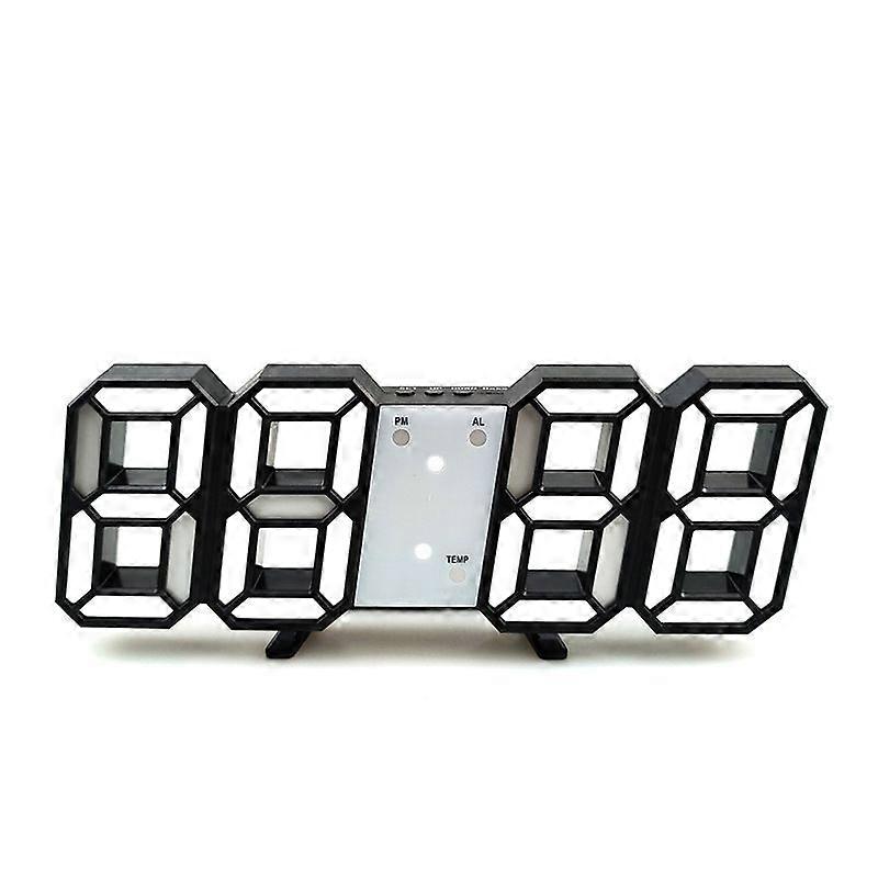 3D LED Digital Wall Clock Small Alarm Clock Remote Control 25.2CM 12/24 Hour Temperature Date Display Time Memory Snooze Function Night Light Dimmable