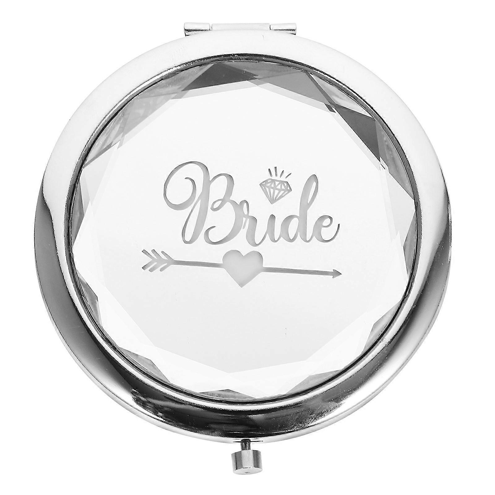 Bride Pocket Mirror Silver Acrylic Compact Mirror for Makeup