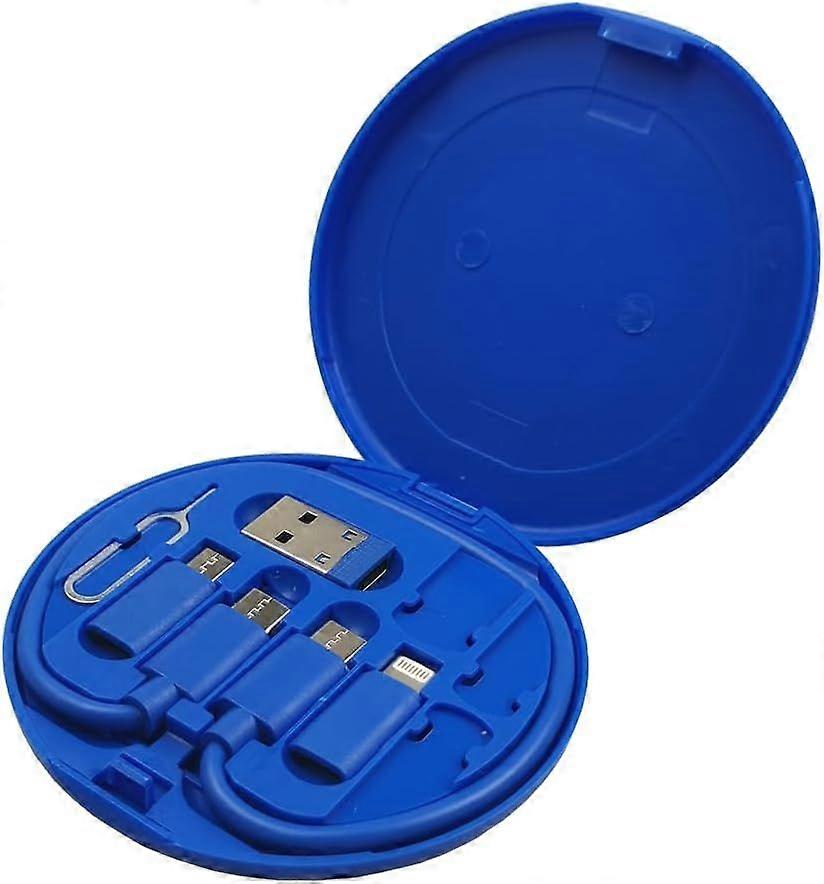 Multifunctional Data Cable Storage Box Adaptor for USB-C and Micro-USB Devices Universal Data Transfer Cable (Blue2)