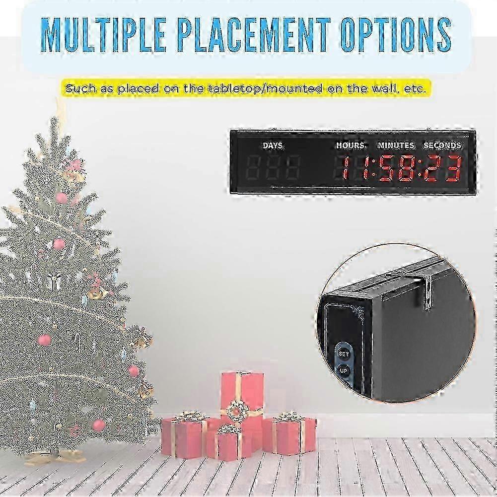Large LED Digital Countdown Clock with Remote Control, 999 Days Timer, Up/Down Stopwatch, Wall/Table/Tripod Mount, 33ft Visibility