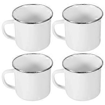 4pcs Portable Camping Mug Outdoor Use Large-capacity Water Cup Lasting Enamel Mug for Travel
