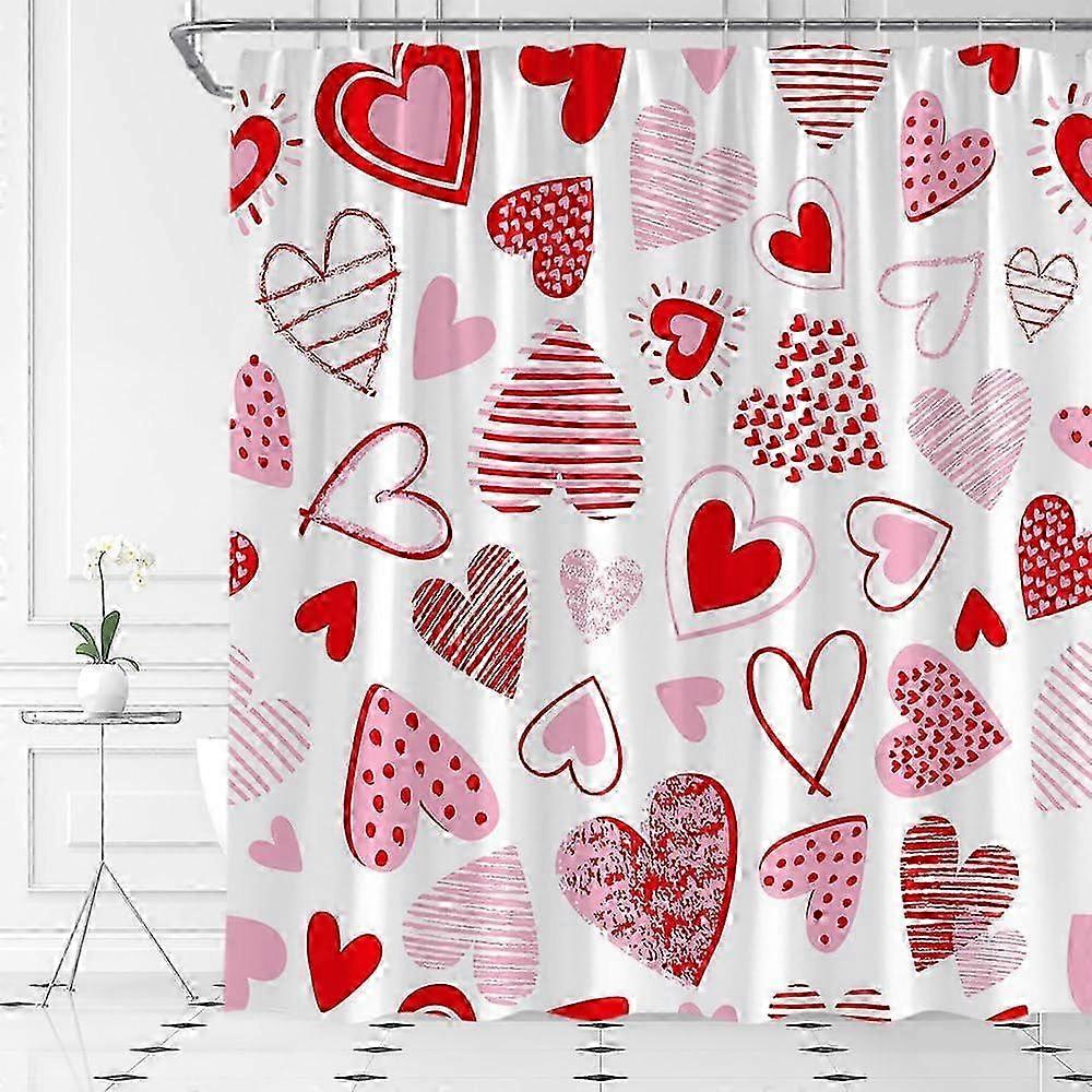 Modern Heart Stripe Polyester Curtain