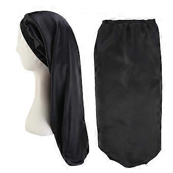 Printed Practical Sleeping Cap for Hair Use 1Pcs Black Stretchy