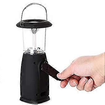 Handmatig aangedreven zonnecampinglamp, draagbare lamp met 6 LED's en een opvouwbare haak, noodverlichting voor wandelen en stroomuitval.