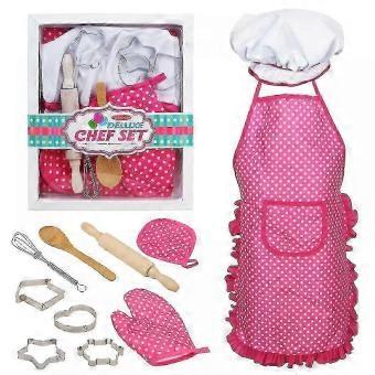Koch Kostüm Set für Kinder Lustiges Kochspiel für Kinder Mädchen Backset -11-teilig Pink G