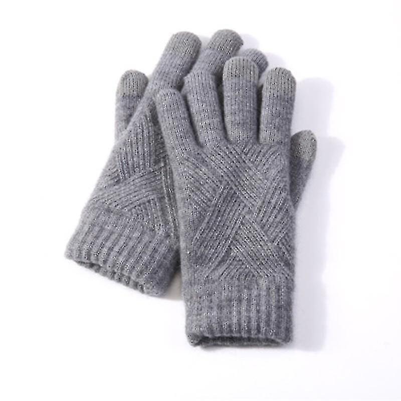 Weibliche Winter Warm gestrickte Vollfingerhandschuhe