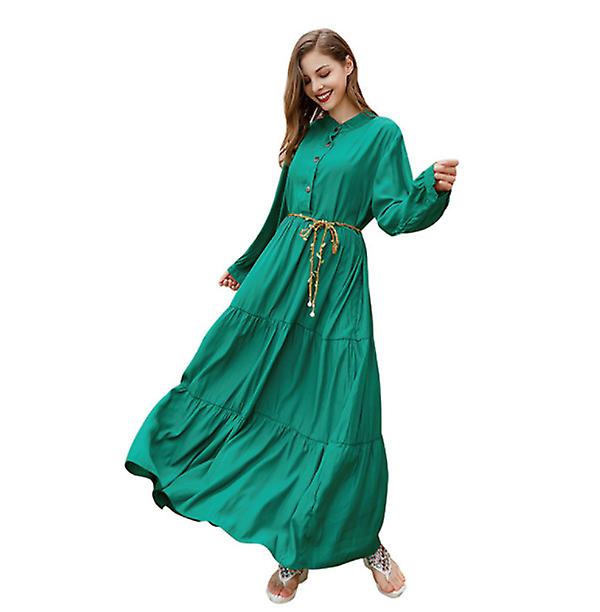 2022 Spring Hot Sale Brand Hepburn Style Fat Mm Dress Loose Solid Color Long Sleeve Large Swing Long Skirt For Women